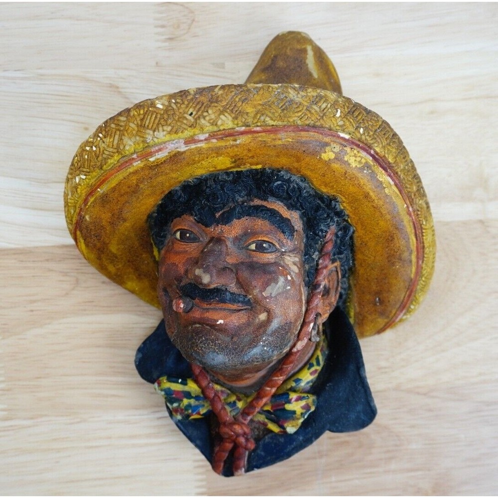 Vintage BOSSONS CHALKWARE HEAD: PONCHO CONGLETON, ENGLAND Wall Art